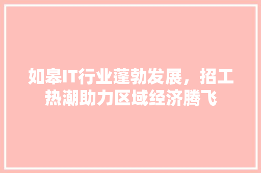 如皋IT行业蓬勃发展，招工热潮助力区域经济腾飞
