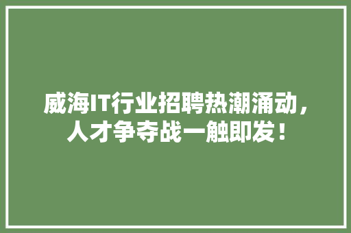 威海IT行业招聘热潮涌动，人才争夺战一触即发！ GoogleSEO