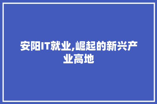 安阳IT就业,崛起的新兴产业高地