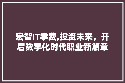 宏智IT学费,投资未来，开启数字化时代职业新篇章