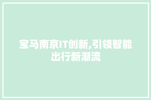 宝马南京IT创新,引领智能出行新潮流