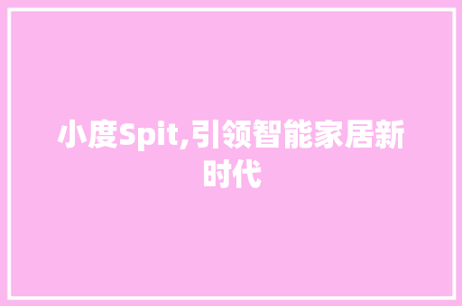 小度Spit,引领智能家居新时代