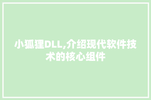 小狐狸DLL,介绍现代软件技术的核心组件