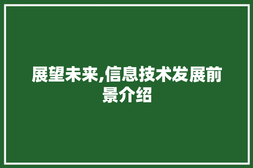 展望未来,信息技术发展前景介绍