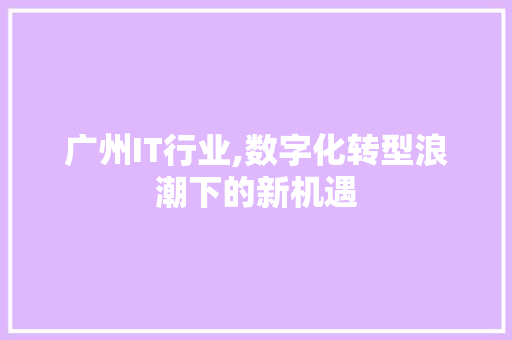 广州IT行业,数字化转型浪潮下的新机遇 搜狗SEO
