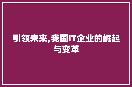 引领未来,我国IT企业的崛起与变革 百度SEO