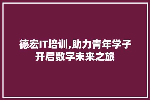 德宏IT培训,助力青年学子开启数字未来之旅 GoogleSEO