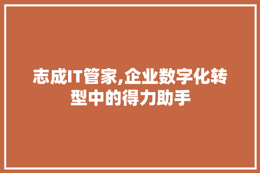 志成IT管家,企业数字化转型中的得力助手