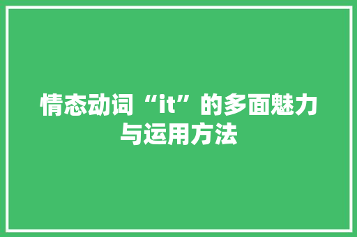 情态动词“it”的多面魅力与运用方法 必应SEO