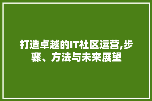 打造卓越的IT社区运营,步骤、方法与未来展望