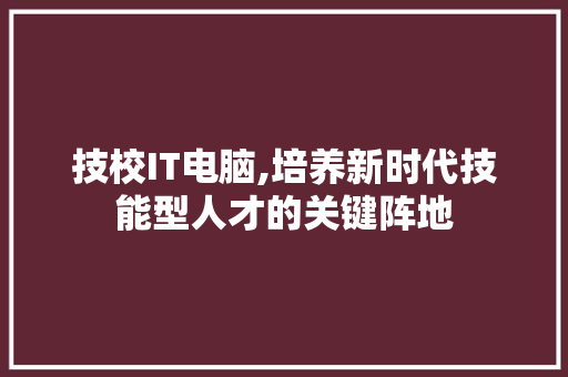 技校IT电脑,培养新时代技能型人才的关键阵地