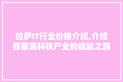 拉萨IT行业价格介绍,介绍西藏高科技产业的崛起之路