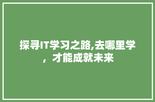 探寻IT学习之路,去哪里学，才能成就未来