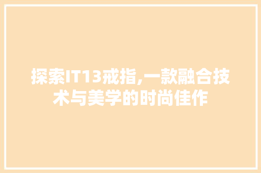 探索IT13戒指,一款融合技术与美学的时尚佳作