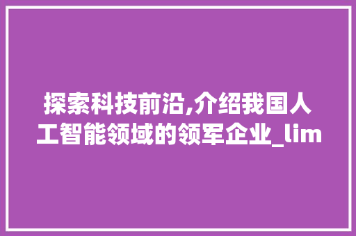 探索科技前沿,介绍我国人工智能领域的领军企业_limait