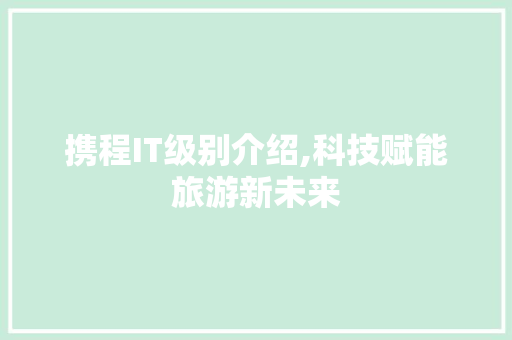 携程IT级别介绍,科技赋能旅游新未来 神马SEO