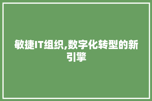 敏捷IT组织,数字化转型的新引擎
