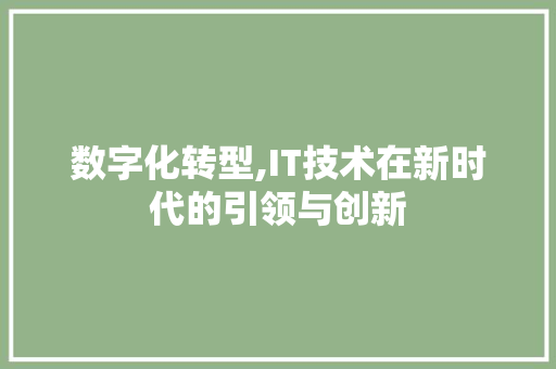 数字化转型,IT技术在新时代的引领与创新 必应SEO