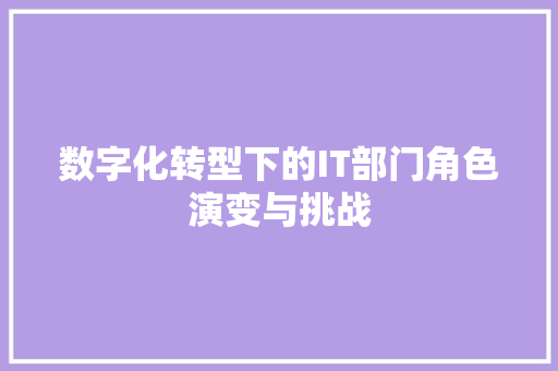 数字化转型下的IT部门角色演变与挑战