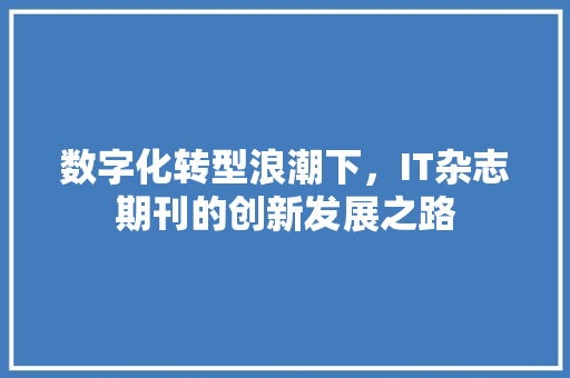 数字化转型浪潮下，IT杂志期刊的创新发展之路 搜狗SEO