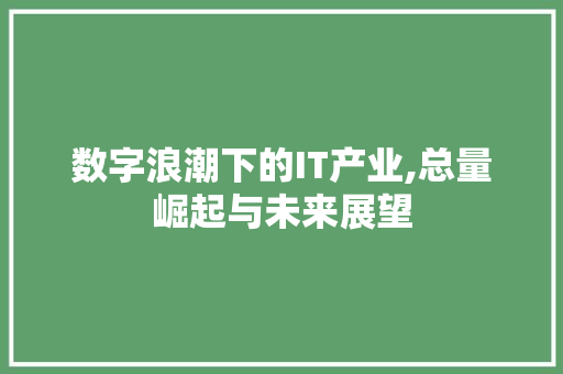 数字浪潮下的IT产业,总量崛起与未来展望