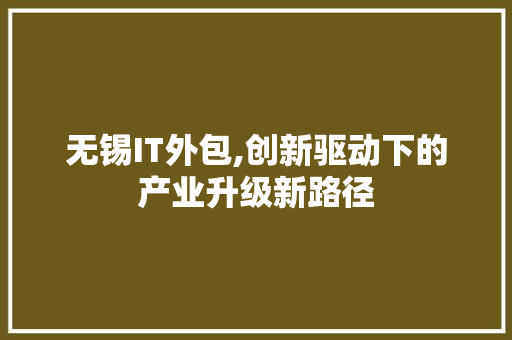 无锡IT外包,创新驱动下的产业升级新路径 搜狗SEO