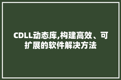 CDLL动态库,构建高效、可扩展的软件解决方法 神马SEO