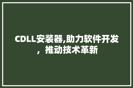 CDLL安装器,助力软件开发，推动技术革新 搜狗SEO