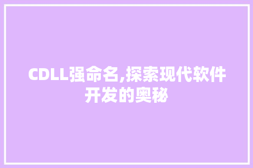 CDLL强命名,探索现代软件开发的奥秘 神马SEO
