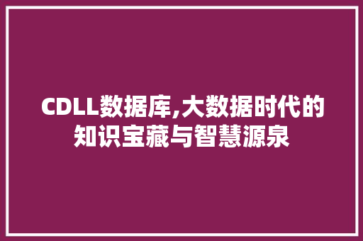 CDLL数据库,大数据时代的知识宝藏与智慧源泉 神马SEO