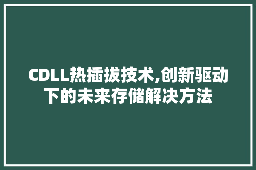 CDLL热插拔技术,创新驱动下的未来存储解决方法 必应SEO