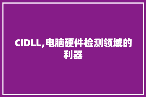 CIDLL,电脑硬件检测领域的利器 百度SEO