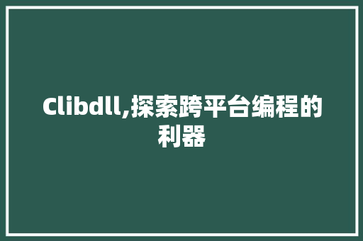 Clibdll,探索跨平台编程的利器 GoogleSEO
