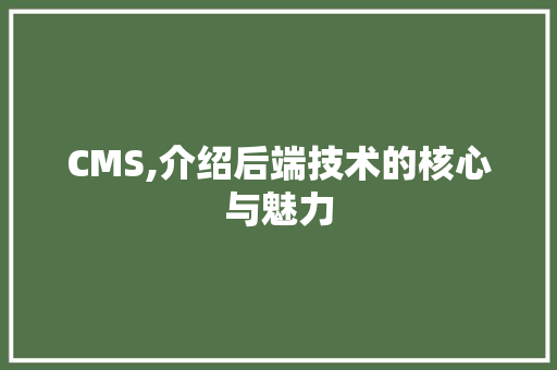 CMS,介绍后端技术的核心与魅力 必应SEO