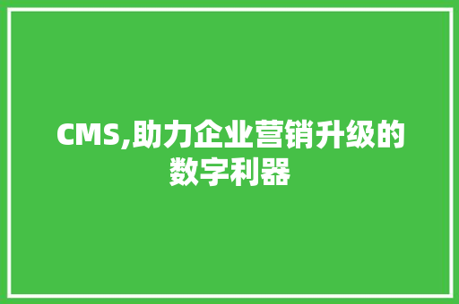 CMS,助力企业营销升级的数字利器 神马SEO