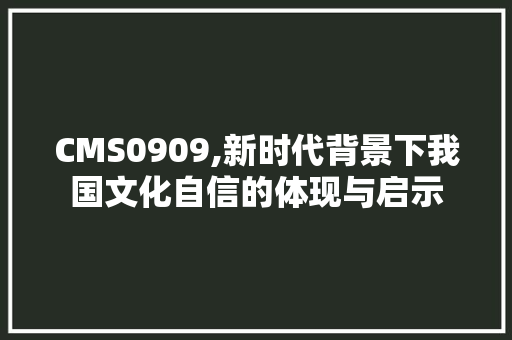 CMS0909,新时代背景下我国文化自信的体现与启示 必应SEO