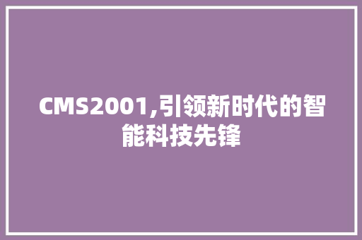 CMS2001,引领新时代的智能科技先锋 GoogleSEO