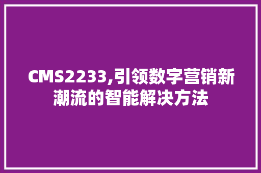 CMS2233,引领数字营销新潮流的智能解决方法 GoogleSEO