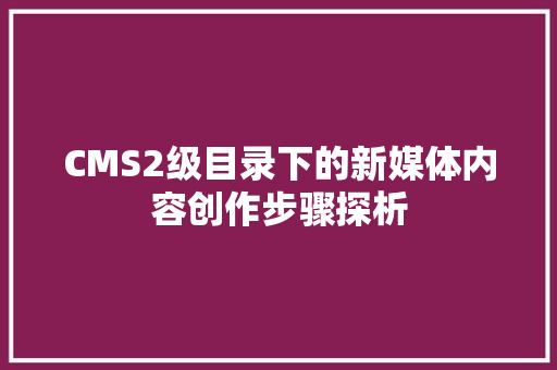 CMS2级目录下的新媒体内容创作步骤探析 GoogleSEO