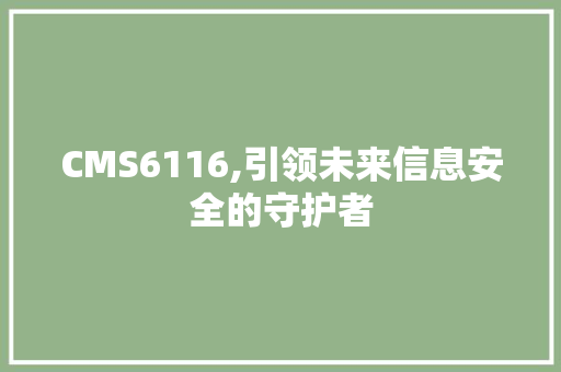 CMS6116,引领未来信息安全的守护者 百度SEO