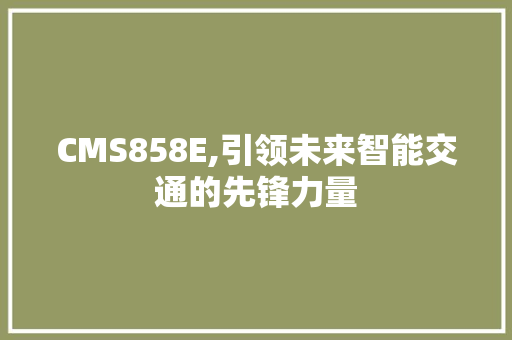 CMS858E,引领未来智能交通的先锋力量 必应SEO