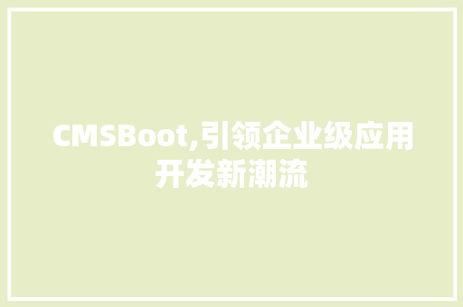 CMSBoot,引领企业级应用开发新潮流 必应SEO
