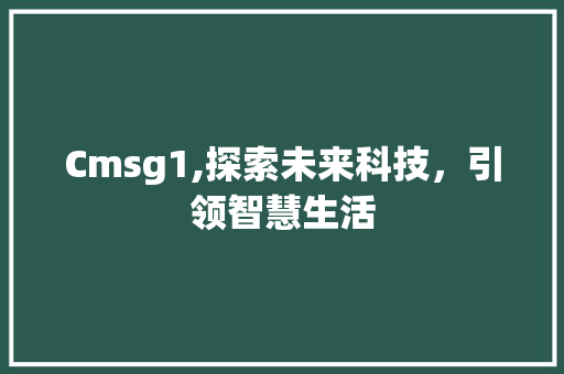 Cmsg1,探索未来科技，引领智慧生活 百度SEO