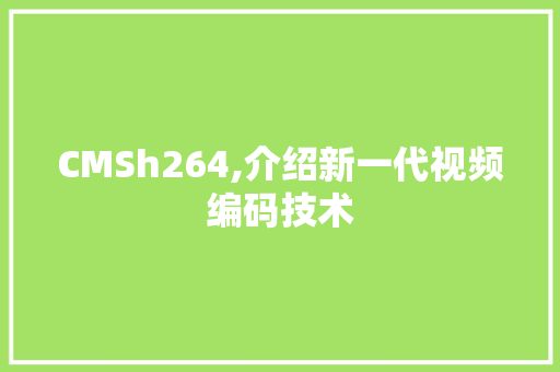 CMSh264,介绍新一代视频编码技术
