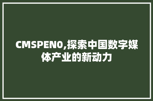 CMSPEN0,探索中国数字媒体产业的新动力 百度SEO