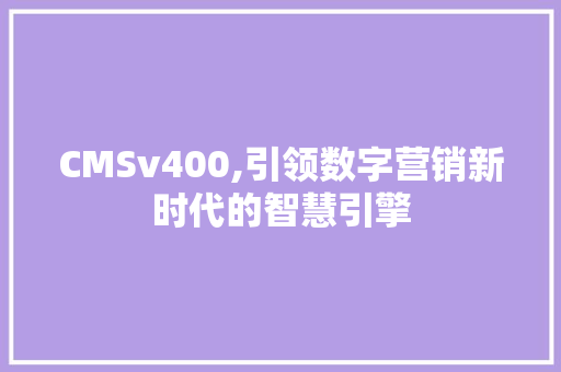 CMSv400,引领数字营销新时代的智慧引擎 神马SEO