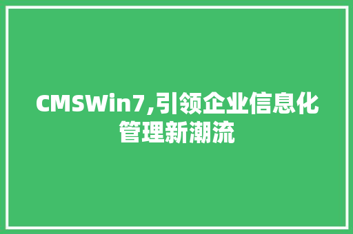 CMSWin7,引领企业信息化管理新潮流 GoogleSEO