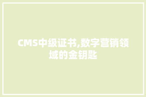 CMS中级证书,数字营销领域的金钥匙 必应SEO