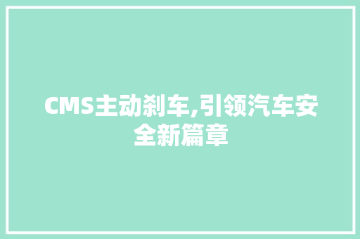 CMS主动刹车,引领汽车安全新篇章 神马SEO