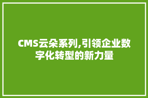 CMS云朵系列,引领企业数字化转型的新力量 GoogleSEO